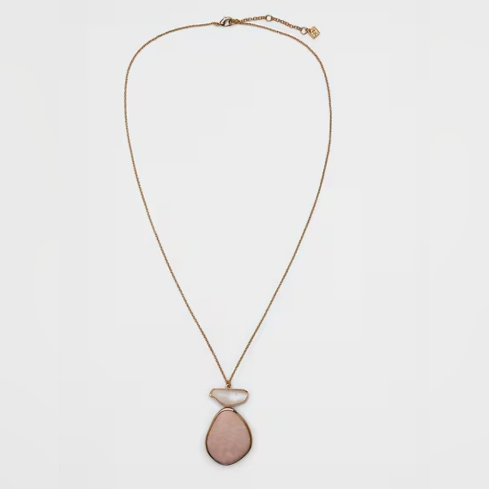 NWT Banana Republic Mother of Pearl Stone Pendant Necklace One Size In Pink